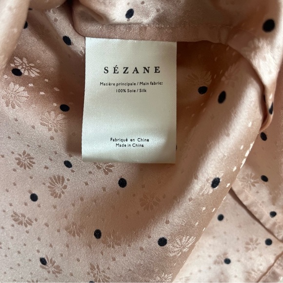 Sezane NEW Quitterie Silk 3/4 Sleeves Blouse in Nude Black Polka Dots in 33/2US - Picture 8 of 16